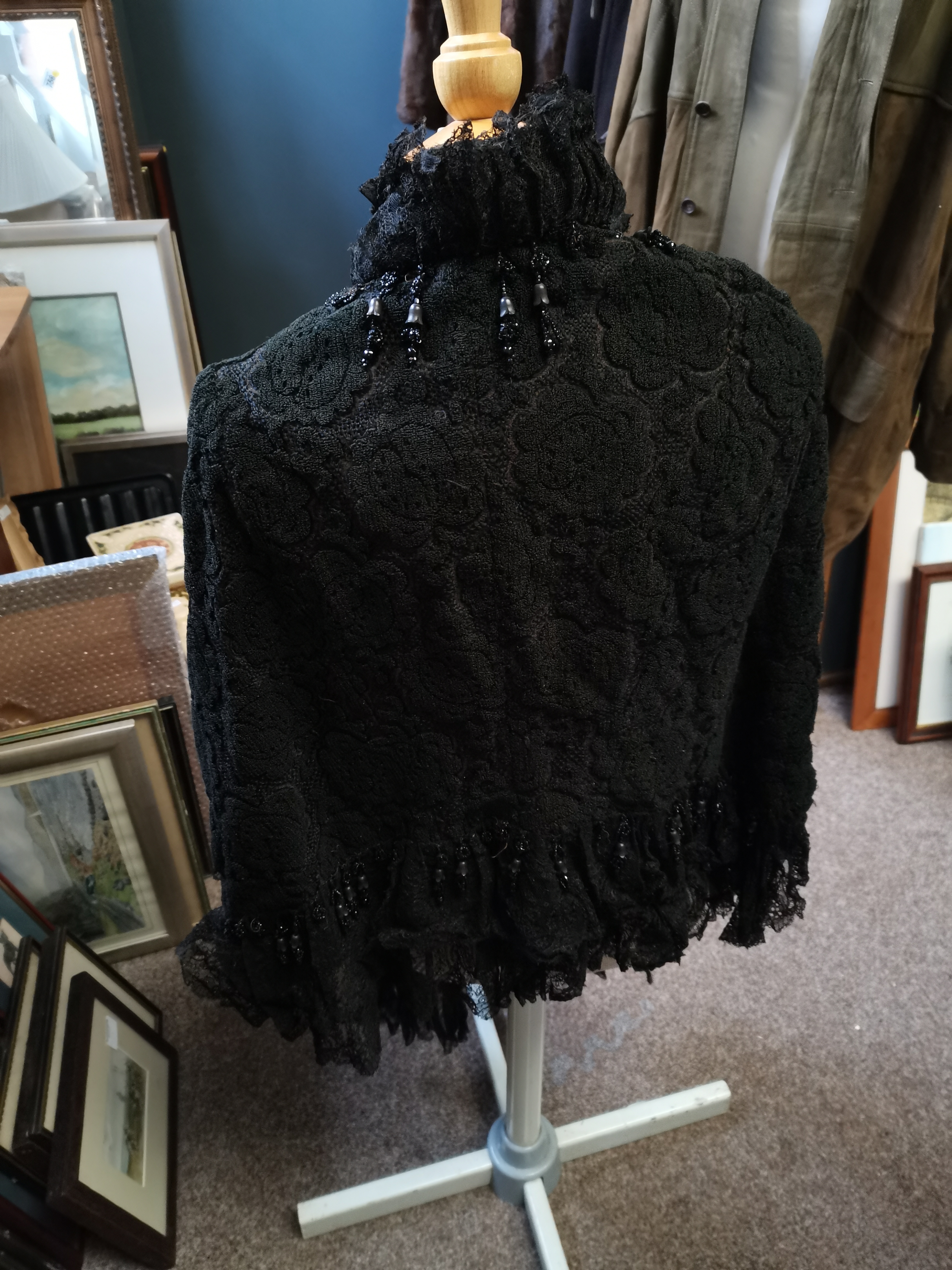 Ladies Black Victorian lace Cape Mantle - Image 2 of 3