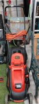 Black and Decker electric lawnmower plus aluminium wheelbarrow