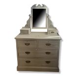 AN EDWARDIAN PAINTED DRESSING TABLE With central mirror above two trinket, two short and two long