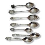 A COLLECTION OF SEVEN VINTAGE ROYAL COMMEMORATIVE SILVER TEASPOONS To include King George VI