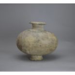 A grey pottery Cocoon Vase, Han dynasty, BC 206 - AD220L: 29 cms H: 25 cms PROPERTY FROM THE COLIN