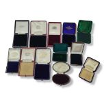 A COLLECTION OF TWELVE LATE 19TH/EARLY 20TH CENTURY JEWELLERY BOXES To include a red leather box