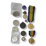 A SET OF THREE FIRST WORLD WAR MEDALS Awarded to M2 074605 PTE H. Huton A.S.C., together with two