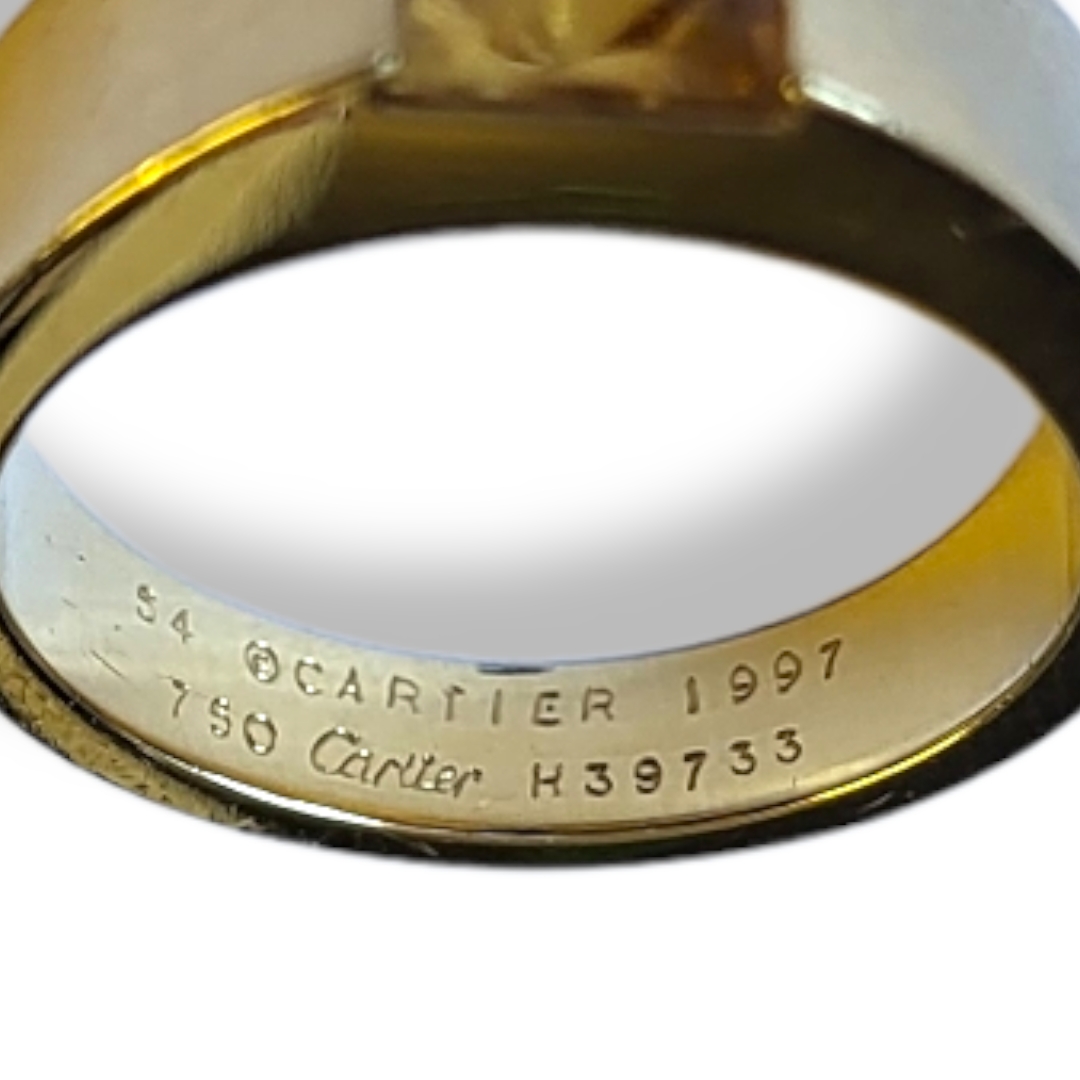 CARTIER, TANK, 1997 RING 18CT GOLD AND CITRINE Numbered h39733, in original box. Condition: good - Image 2 of 3