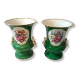 A FINE PAIR OF 19TH CENTURY PARIS PORCELAIN OR JAGET PINON HARD PASTE PORCELAIN CAMPANA SHAPED VASES