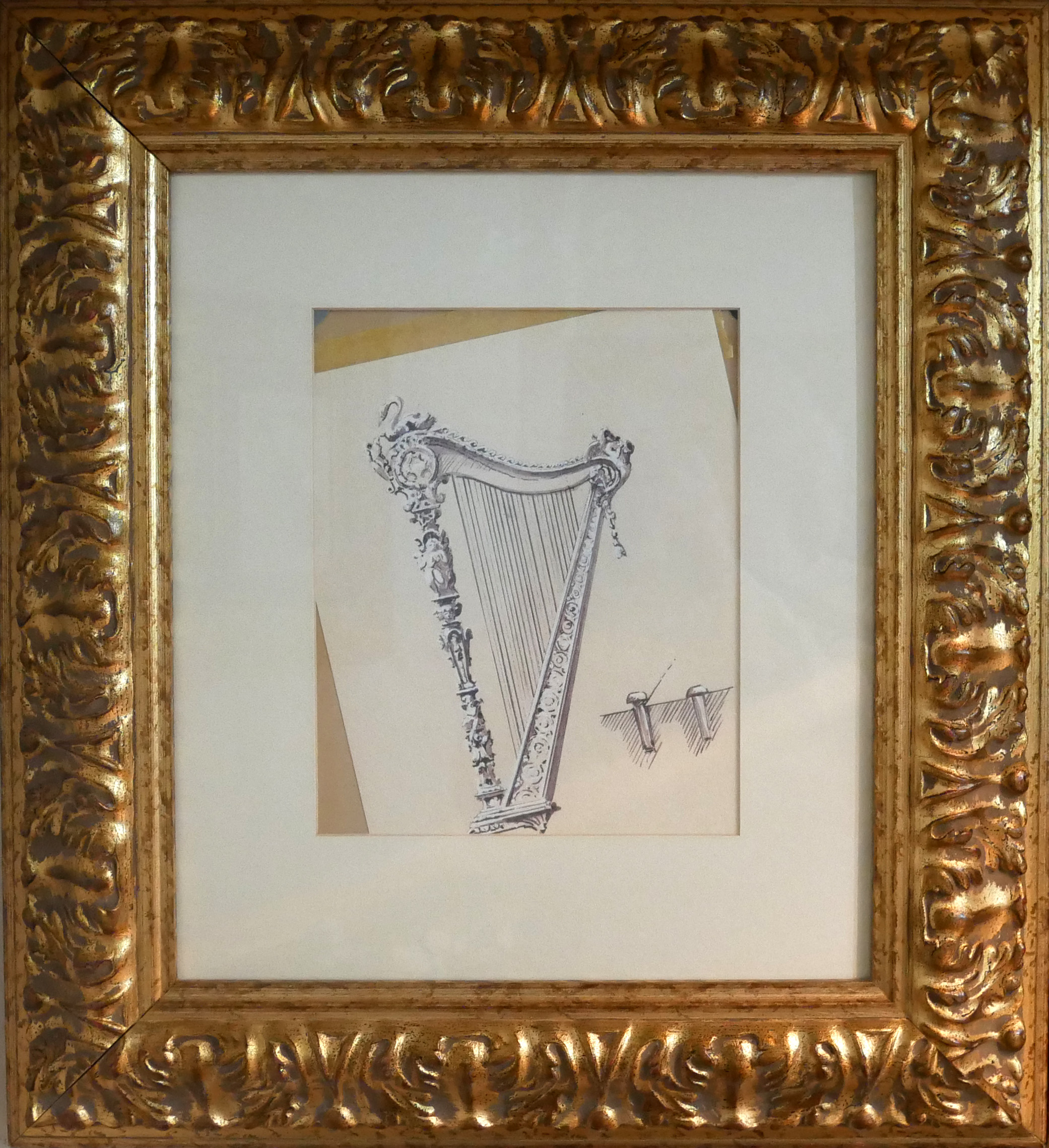A COLLECTION OF SEVEN MODERN MUSICAL INSTRUMENT PRINTS IN GILT FRAMES Including violin, harp and a - Bild 3 aus 6