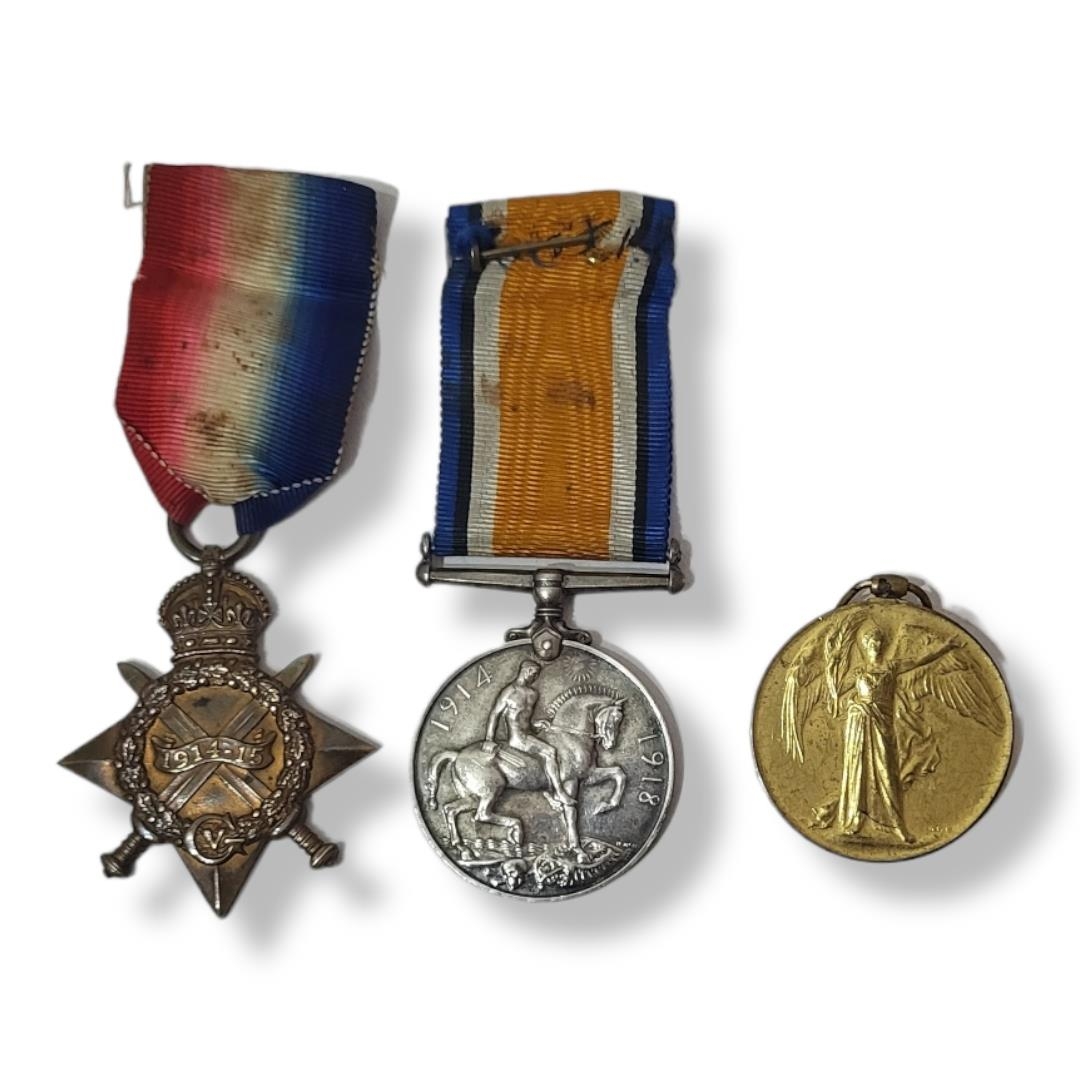 A SET OF THREE FIRST WORLD WAR MEDALS Awarded to M2 074605 PTE H. Huton A.S.C., together with two - Image 3 of 3