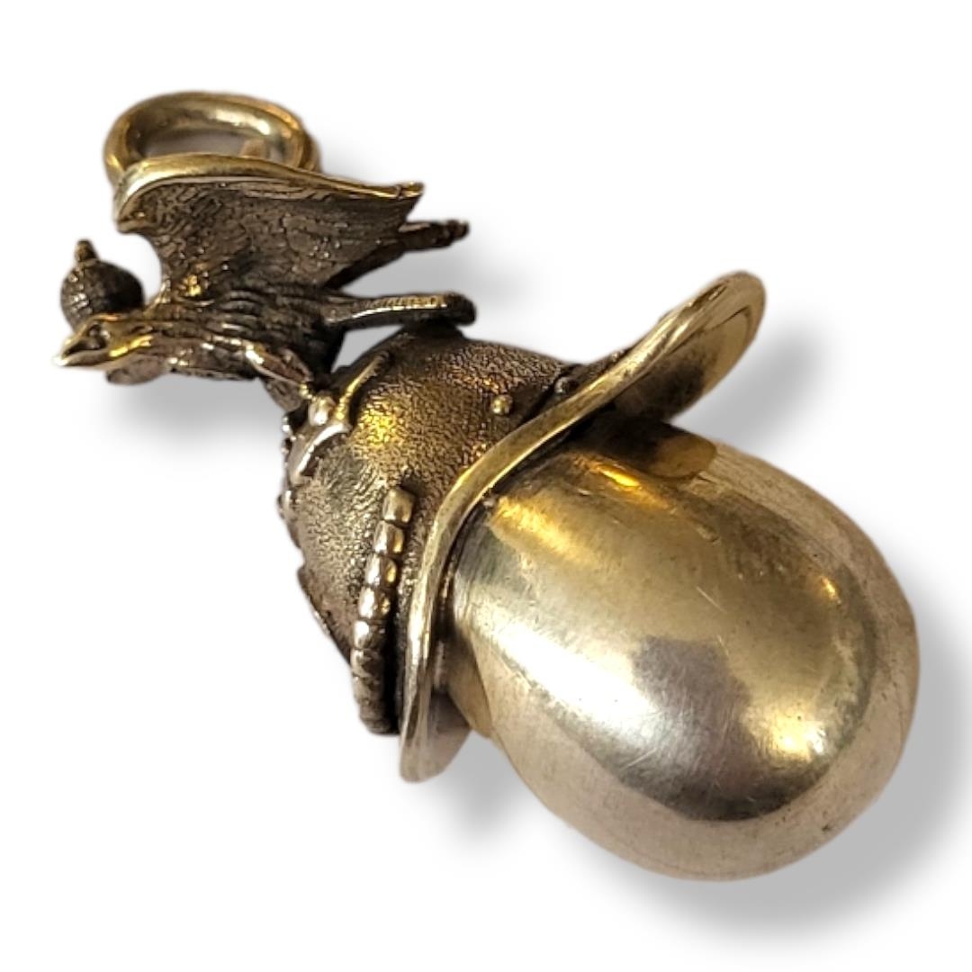 A LATE 20TH CENTURY RUSSIAN STYLE SILVER MILITARY HELMET PENDANT Set with an Imperial eagle, - Image 2 of 2