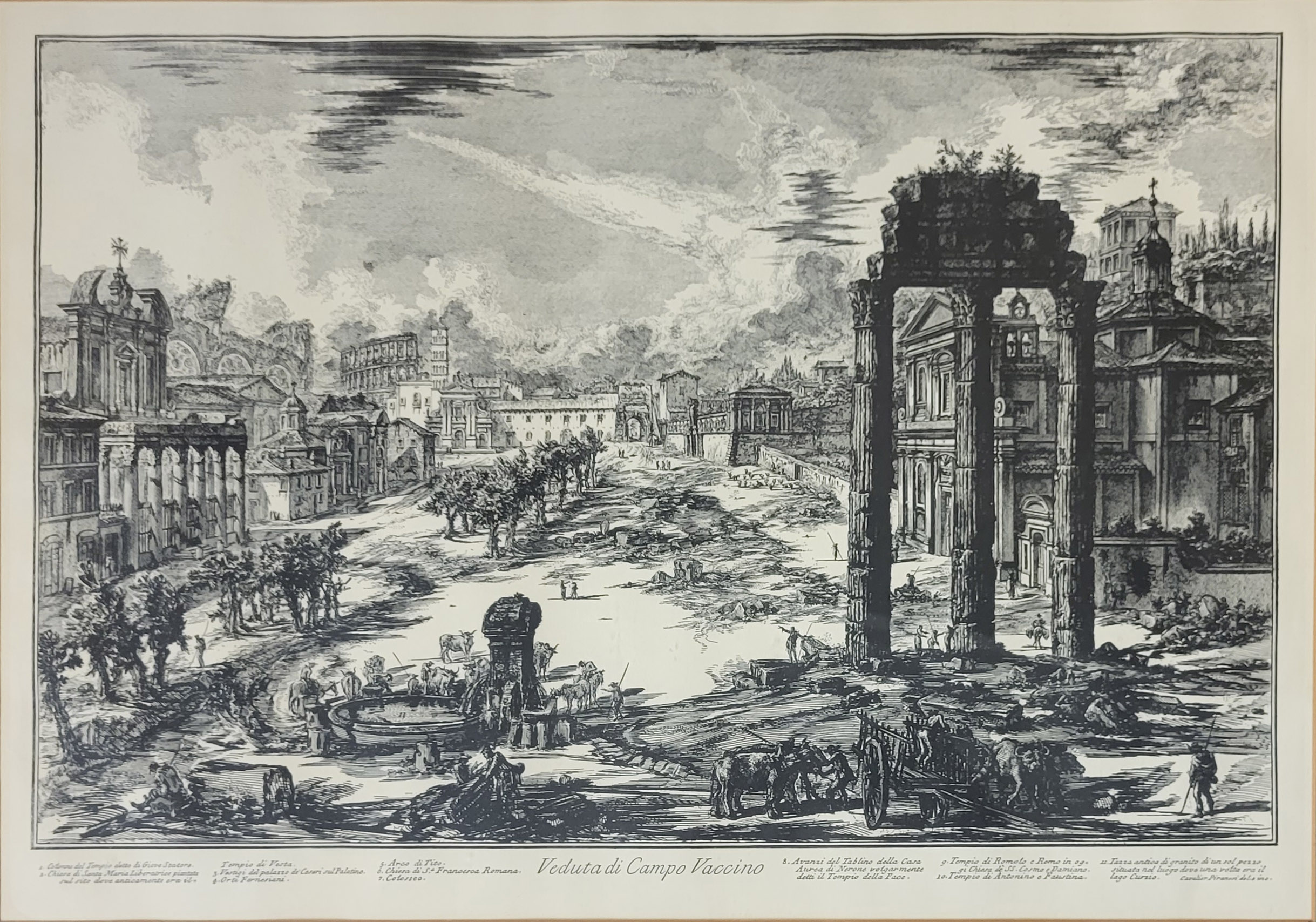 AFTER CAVALIER PIRANESI VENDUTA CAMPO VACCINO, A 20TH CENTURY BLACK AND WHITE ENGRAVING View of - Image 2 of 13