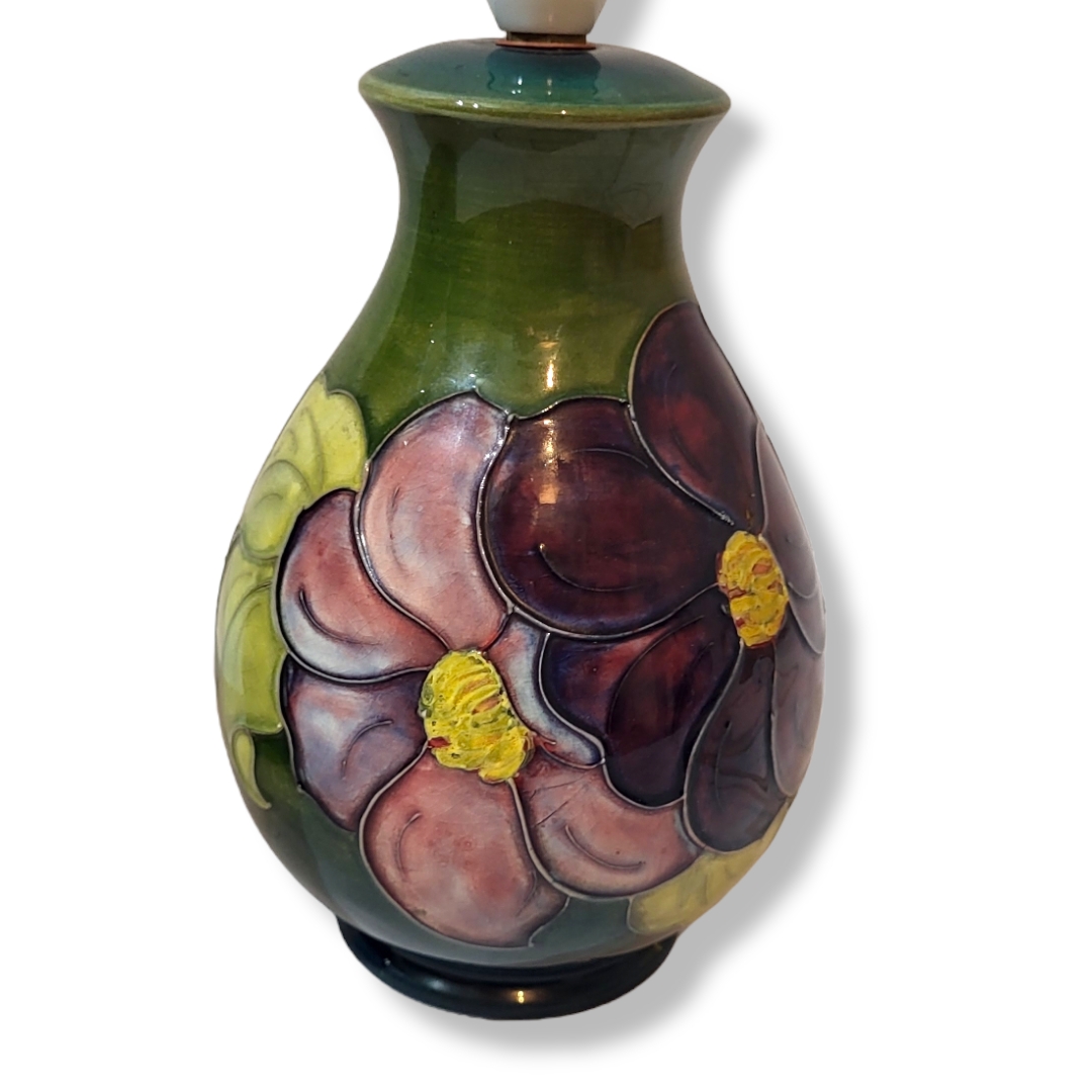 A WALTER MOORCROFT POTTERY ORIGINAL LAMP VASE In Clematis pattern, tubelined with flower sprays in - Image 2 of 9