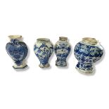 A COLLECTION OF 18TH CENTURY AND LATER DUTCH DELFTWARE POTTERY VASES Having underglaze blue