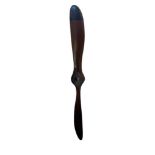 A LARGE 20TH CENTURY DECORATIVE CENTRALLY METAL MOUNTED WOODEN PLANE PROPELLER. (length 200cm)