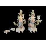 DERBY, A PAIR OF 18TH CENTURY PORCELAIN FIGURAL CANDLESTICKS, MARS AND MINERVA, CIRCA 1775, GOD OF
