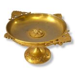 A FINE 19TH CENTURY FRENCH LOUIS XVI STYLE NEOCLASSICAL GILDED BRONZE PEDESTAL TAZZA Applied with