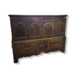 AN 18TH CENTURY OAK MULE CHEST CONVERTED TO SIDE CABINET With ogee fielded panels above drawers,