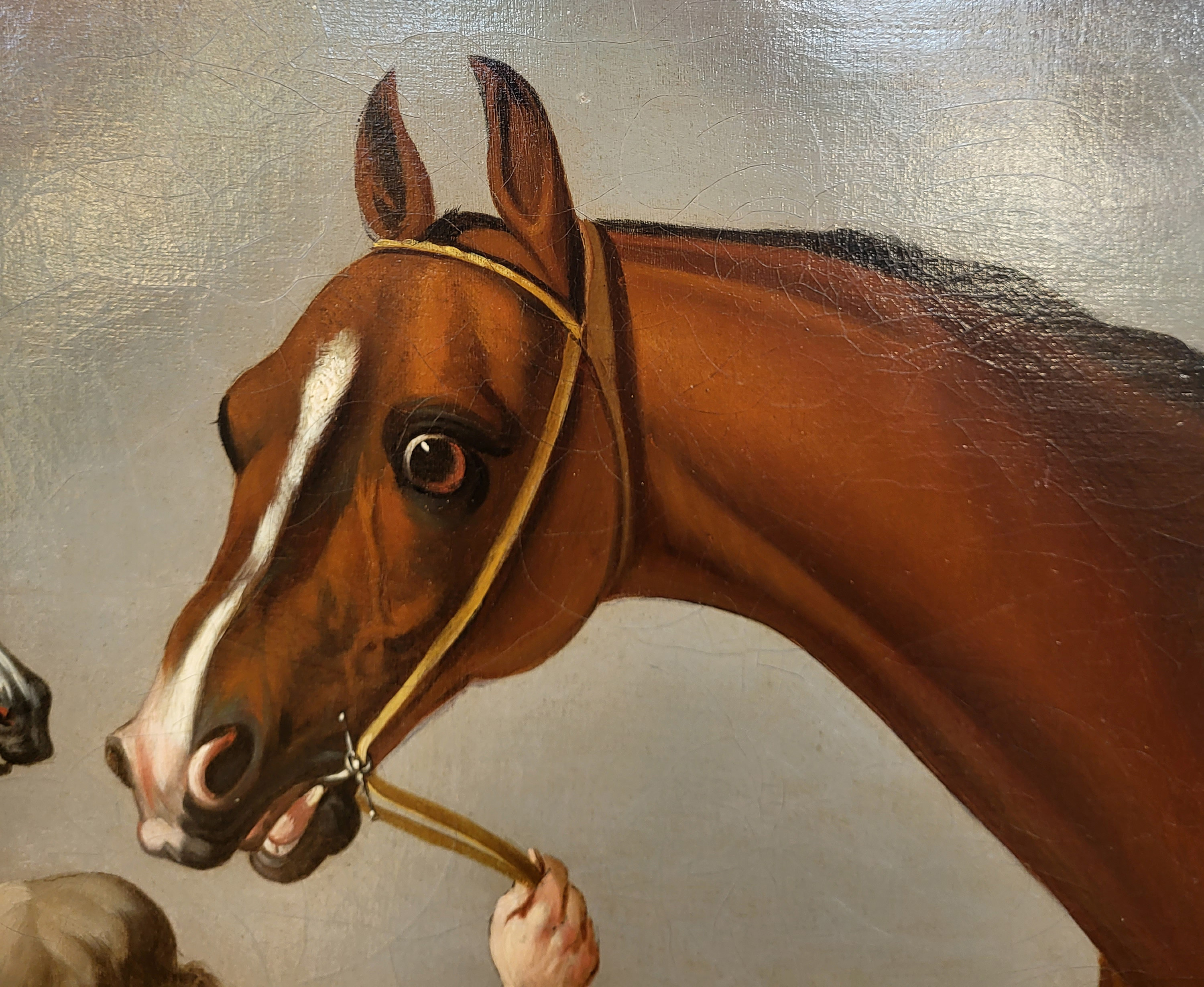 ATTRIBUTED TO THOMAS SPENCER, ACTIVE 1740 - 1756, OIL ON CANVAS Portrait of the undefeated racehorse - Image 9 of 11