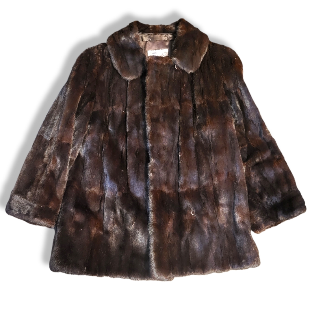 MARGUERITE, A VINTAGE FUR JACKET Bearing label 'Marguerite Farnborough’. (size S) Condition: good