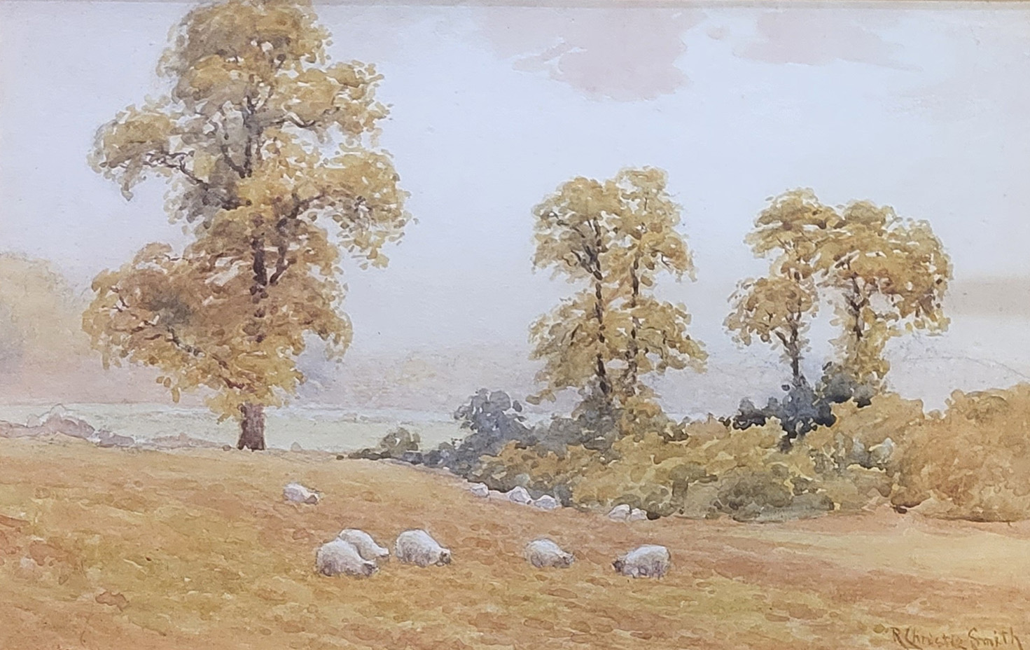 R. CHRISTIE SMITH, 1924 - 1927, WATERCOLOUR Landscape, titled 'Higher Bebington Overlooking The Gold