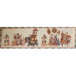 A MID 20TH CENTURY NORTH INDIAN SCHOOL POLYCHROME PAINTING ON SILK Royal parade with various