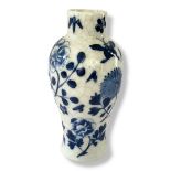 A 19TH CENTURY CHINESE CRACKLE GLAZE PORCELAIN VASE Having underglaze blue decoration of birds,