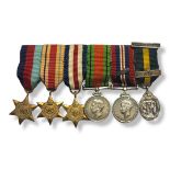 A SET OF WWI BRITISH MILITARY MINIATURE WAR MEDALS Comprising a 1939-1945 Star, Africa Star,