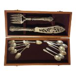 JOHN GILBERT, BIRMINGHAM, 1849, A PAIR OF EARLY VICTORIAN HALLMARKED SILVER FISH SERVERS Pierced