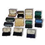 A COLLECTION OF TWELVE LATE 19TH/EARLY 20TH CENTURY CUFFLINKS JEWELLERY BOXES Various maker’s to