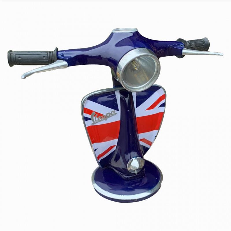 A NOVELTY METAL AND ENAMEL STUDENT TABLE LAMP FORMED AS A VINTAGE 1960’S SCOOTER (CONVERTED TO