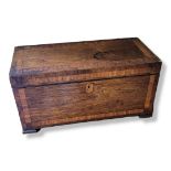 A REGENCY PERIOD MAHOGANY AND PARQUETRY INLAID TEA CADDY The fitted interior with later Harrods