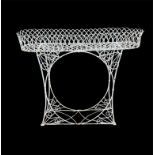 A GEORGIAN DESIGN WIREWORK PLANTER With Gothic lattice work basket top. (109cm x 29cm x 101cm)
