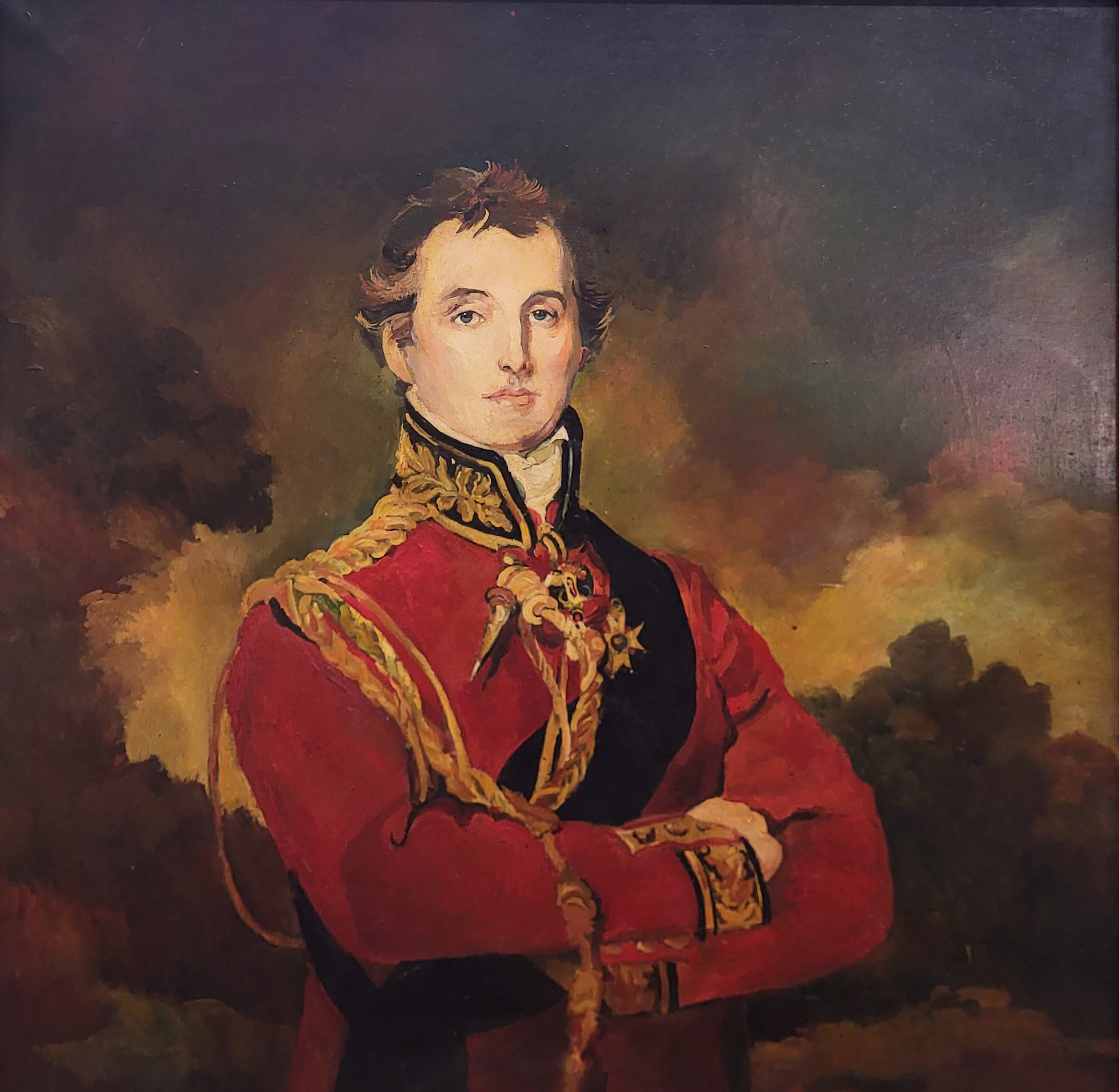 A LARGE 20TH CENTURY OIL ON CANVAS, PORTRAIT OF 1ST DUKE OF WELLINGTON In military uniform,