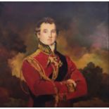 A LARGE 20TH CENTURY OIL ON CANVAS, PORTRAIT OF 1ST DUKE OF WELLINGTON In military uniform,