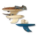 A SET OF FOUR MID 20TH CENTURY STAR YACHT OF BIRKENHEAD MODELS OF SAILING YACHTS With blue and white