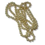 A CULTURED PEARL NECKLACE Having a single row of cultured pearls. (approx 57cm) Condition: good