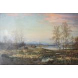 GEORGE MELVILE RENNIE, SCOTTISH, 1874 - 1953, OIL ON CANVAS Landscape, titled 'Dinnet Moor near