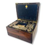 A FINE EARLY VICTORIAN ROSEWOOD CASED VANITY/TOILET TRAVELLING BOX AND COVER ‘The Lady Augusta