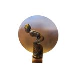 AFTER FERDINARD PREISS, A MID 20TH CENTURY ART DECO STYLE BRONZED FIGURAL LAMP BASE OF A DANCER ON