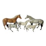 TWO LARGE BESWICK POTTERY MODELS OF THOROUGHBRED STALLION HORSES, CIRCA 1961 - 1969 Modelled by