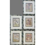 A COLLECTION OF FIVE PERSIAN/MOGHUL DESIGN FIGURAL PRINTS Traditional images of figures with animals