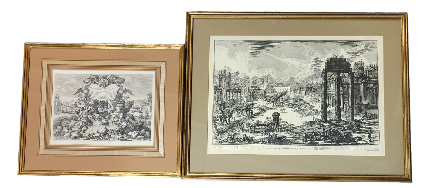 AFTER CAVALIER PIRANESI VENDUTA CAMPO VACCINO, A 20TH CENTURY BLACK AND WHITE ENGRAVING View of