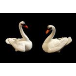 MEISSEN, A PAIR OF LATE 19TH CENTURY PORCELAIN MODELS OF ROYAL SWANS Originally modelled by Johan
