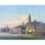 AFTER CANALETTO, AN EARLY 19TH CENTURY OIL ON CANVAS, VIEW OF THE MOLO VENICE FROM BACINO DI SAN