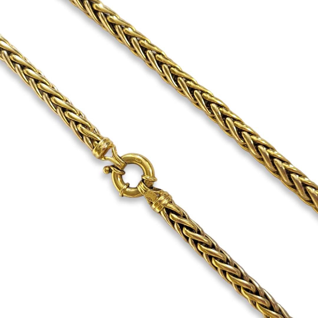 A CONTINENTAL 18CT GOLD NECKLACE AND BRACELET SET Having herringbone design to links and circular - Image 2 of 2