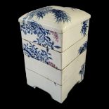 A LATE 19TH CENTURY JAPANESE MEIJI PERIOD FUKUNAGA BLUE AND WHITE PORCELAIN FOUR SQUARE SECTION