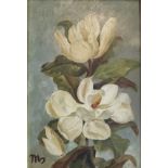 ATTRIBUTED TO SIR MATTHEW SMITH, 1879 - 1959, OIL ON ARTIST BOARD Still life, white flowers,
