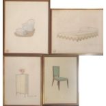 ANDRE ARBUS, 1903 - 1969, PENCIL AND WATERCOLOURS Furniture designs, three signed, one dated 1938,