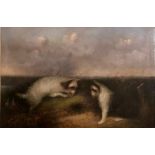 J. LANGLOIS, B. 1855, OIL ON CANVAS Terriers hunting, signed, gilt framed. (97cm x 71cm including