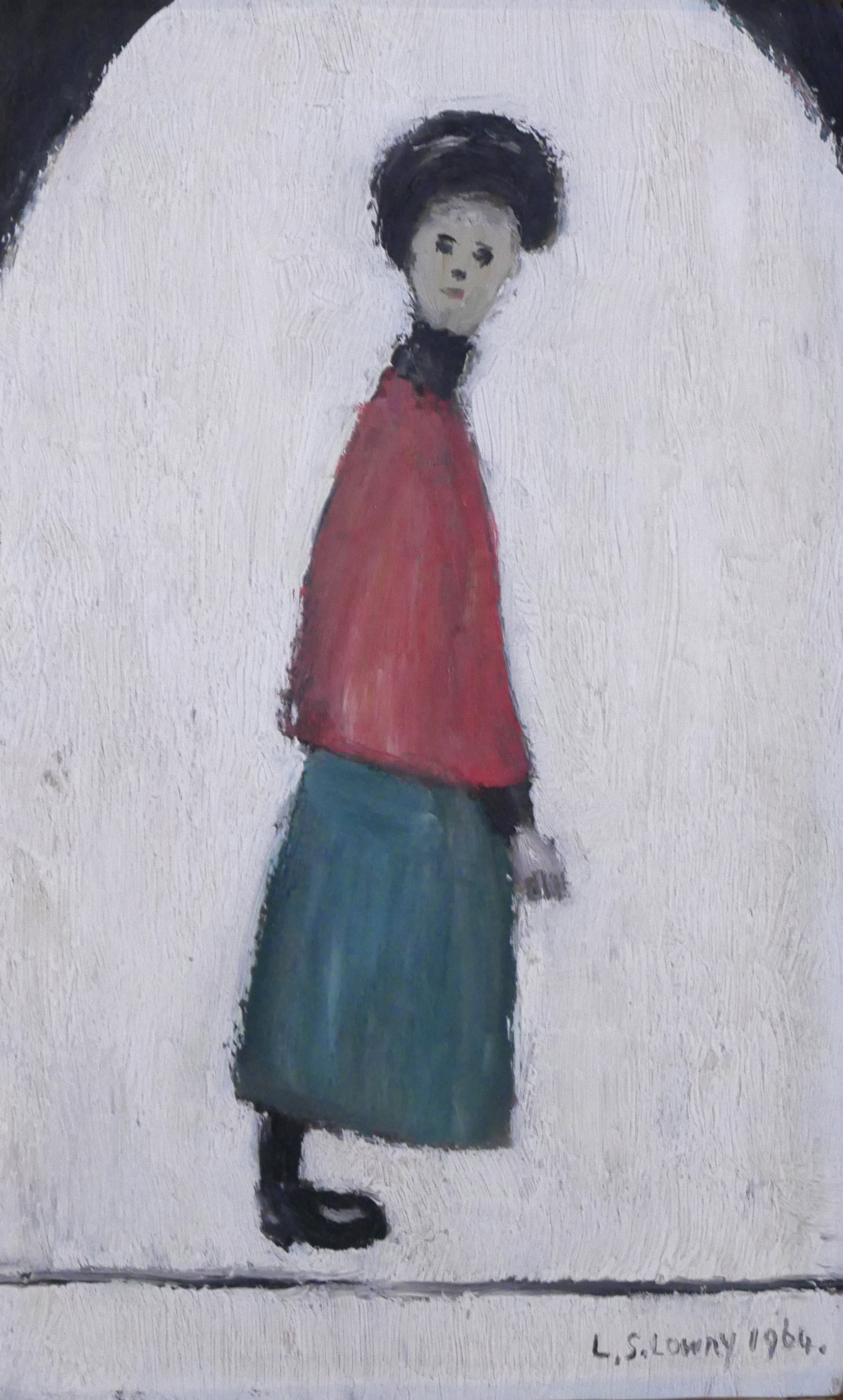 LAWRENCE STEPHEN LOWRY R.A., BRITISH, 1887 0 1976, OIL ON BOARD Titled 'Lady in Waiting', signed and