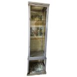 A VICTORIAN LATER PAINTED OAK SHOPS PEDESTAL DISPLAY CABINET On stand. (56cm x 56cm x 218cm)
