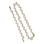 A VINTAGE 18CT GOLD NECKLACE AND BRACELET SET Having unusual curved form links. (bracelet approx